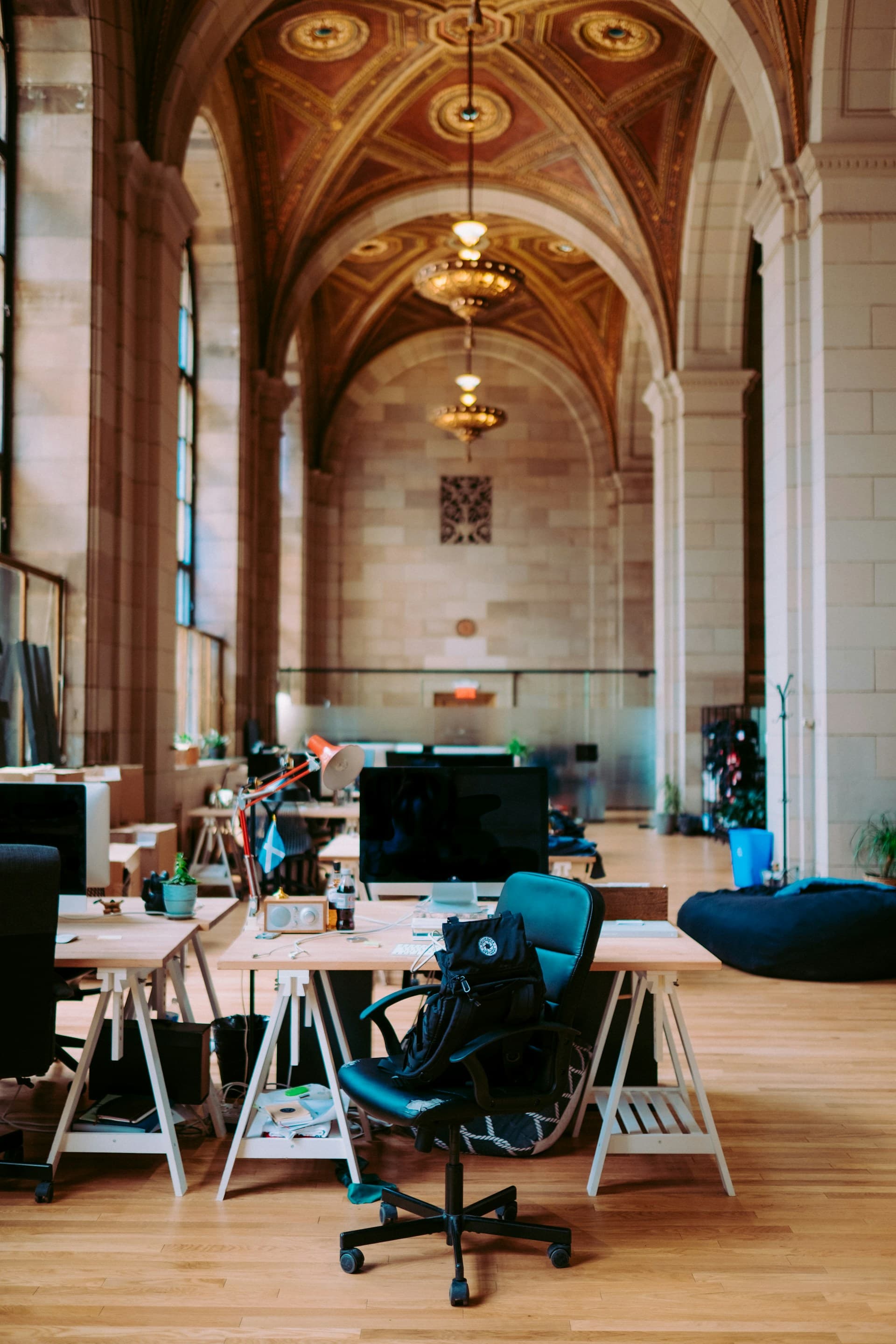 Team members in open, sunlit office